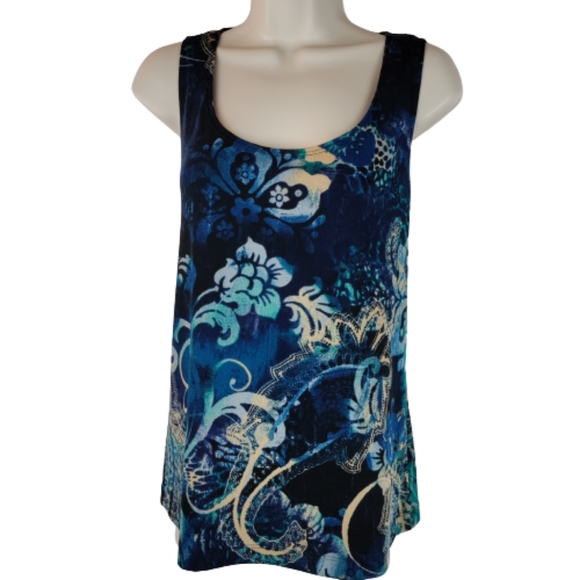 Easywear by chico Womens multicolor blue tank top size 2 chico size L sleeveless - Picture 11 of 16